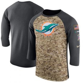 Wholesale Cheap Men\'s Miami Dolphins Nike Camo Anthracite Salute to Service Sideline Legend Performance Three-Quarter Sleeve T-Shirt