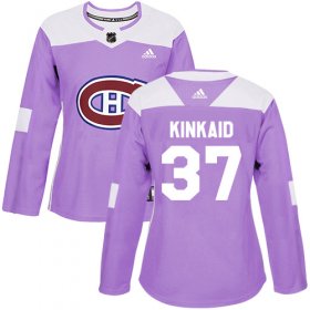 Wholesale Cheap Adidas Canadiens #37 Keith Kinkaid Purple Authentic Fights Cancer Women\'s Stitched NHL Jersey