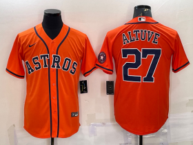 Wholesale Cheap Men\'s Houston Astros #27 Jose Altuve Orange With Patch Stitched MLB Cool Base Nike Jersey