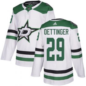 Cheap Adidas Stars #29 Jake Oettinger White Road Authentic Youth Stitched NHL Jersey