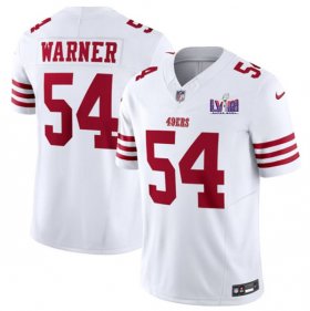Cheap Men\'s San Francisco 49ers #54 Fred Warner White 2024 F.U.S.E. Super Bowl LVIII Patch Vapor Untouchable Limited Football Stitched Jersey