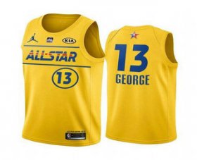 Wholesale Cheap Men\'s 2021 All-Star #13 Paul George Yellow Western Conference Stitched NBA Jersey