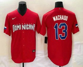 Cheap Men\'s Dominican Republic Baseball #13 Manny Machado 2023 Red World Classic Stitched Jerseys