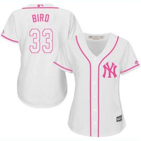 Wholesale Cheap Yankees #33 Greg Bird White/Pink Fashion Women\'s Stitched MLB Jersey