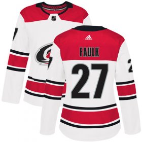 Wholesale Cheap Adidas Hurricanes #27 Justin Faulk White Road Authentic Women\'s Stitched NHL Jersey