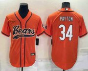 Wholesale Cheap Men's Chicago Bears #34 Walter Payton Orange Stitched MLB Cool Base Nike Baseball Jersey