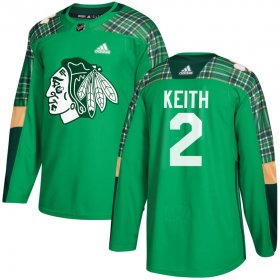 Wholesale Cheap Adidas Blackhawks #2 Duncan Keith adidas Green St. Patrick\'s Day Authentic Practice Stitched NHL Jersey