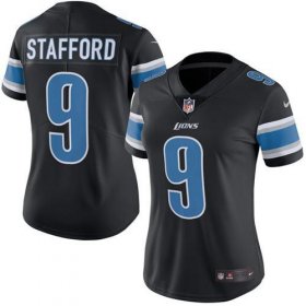 Wholesale Cheap Nike Lions #9 Matthew Stafford Black Women\'s Stitched NFL Limited Rush Jersey