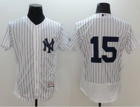 Wholesale Cheap Yankees #15 Thurman Munson White Strip Flexbase Authentic Collection Stitched MLB Jersey