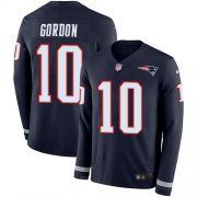 Wholesale Cheap Nike Patriots #10 Josh Gordon Navy Blue Team Color Men's Stitched NFL Limited Therma Long Sleeve Jersey