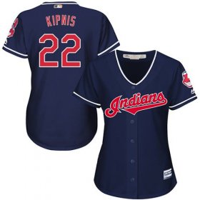 Wholesale Cheap Indians #22 Jason Kipnis Navy Blue Women\'s Alternate Stitched MLB Jersey