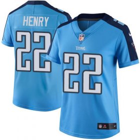 Wholesale Cheap Nike Titans #22 Derrick Henry Light Blue Women\'s Stitched NFL Limited Rush Jersey