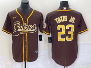 Wholesale Cheap Men's San Diego Padres #23 Fernando Tatis Jr Brown NEW 2023 Cool Base Stitched Jersey 1