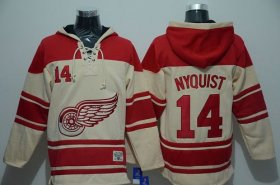 Wholesale Cheap Red Wings #14 Gustav Nyquist Cream Sawyer Hooded Sweatshirt Stitched NHL Jersey