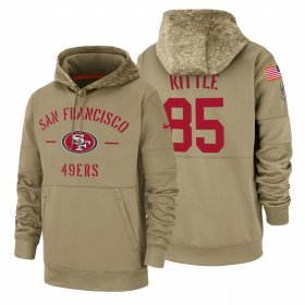 Wholesale Cheap San Francisco 49ers #85 George Kittle Nike Tan 2019 Salute To Service Name & Number Sideline Therma Pullover Hoodie