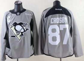 Wholesale Cheap Penguins #87 Sidney Crosby Grey Practice Stitched NHL Jersey