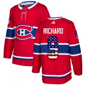 Wholesale Cheap Adidas Canadiens #9 Maurice Richard Red Home Authentic USA Flag Stitched Youth NHL Jersey