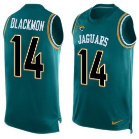 Wholesale Cheap Nike Jaguars #14 Justin Blackmon Teal Green Alternate Men\'s Stitched NFL Limited Tank Top Jersey