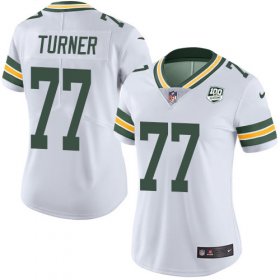 Wholesale Cheap Nike Packers #77 Billy Turner White Women\'s 100th Season Stitched NFL Vapor Untouchable Limited Jersey