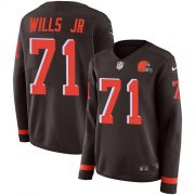 Wholesale Cheap Nike Browns #71 Jedrick Wills JR Brown Team Color Women's Stitched NFL Limited Therma Long Sleeve Jersey