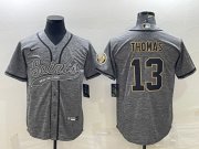 Wholesale Cheap Men's New Orleans Saints #13 Michael Thomas Gray With Patch Cool Base Stitched Baseball Jersey