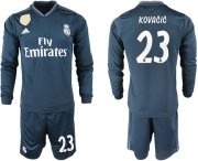 Wholesale Cheap Real Madrid #23 Kovacic Away Long Sleeves Soccer Club Jersey