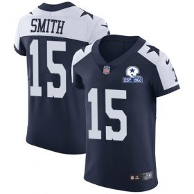 Wholesale Cheap Nike Cowboys #15 Devin Smith Navy Blue Thanksgiving Men\'s Stitched With Established In 1960 Patch NFL Vapor Untouchable Throwback Elite Jersey