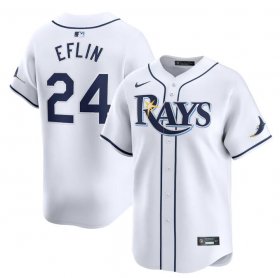 Cheap Men\'s Tampa Bay Rays #24 Zach Eflin White Home Limited Stitched Baseball Jersey