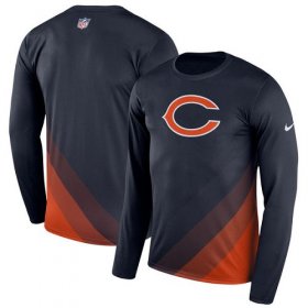 Wholesale Cheap Men\'s Chicago Bears Nike Navy Sideline Legend Prism Performance Long Sleeve T-Shirt
