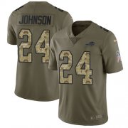 Wholesale Cheap Nike Bills #24 Taron Johnson Olive/Camo Men's Stitched NFL Limited 2017 Salute To Service Jersey