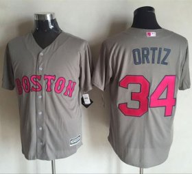 Wholesale Cheap Red Sox #34 David Ortiz Grey New Cool Base Mother\'s Day Stitched MLB Jersey