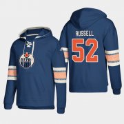 Wholesale Cheap Edmonton Oilers #52 Patrick Russell Royal adidas Lace-Up Pullover Hoodie
