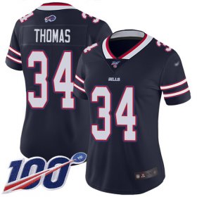 Wholesale Cheap Nike Bills #34 Thurman Thomas Navy Women\'s Stitched NFL Limited Inverted Legend 100th Season Jersey