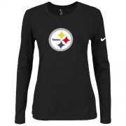 Wholesale Cheap Women's Nike Pittsburgh Steelers Of The City Long Sleeve Tri-Blend NFL T-Shirt Black