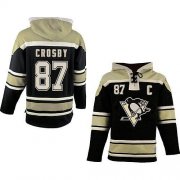 Wholesale Cheap Penguins #87 Sidney Crosby Black Sawyer Hooded Sweatshirt Stitched NHL Jersey