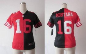 Wholesale Cheap Nike 49ers #16 Joe Montana Black/Red Women\'s Stitched NFL Elite Split Jersey