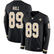 Wholesale Cheap Nike Saints #89 Josh Hill Black Team Color Men's Stitched NFL Limited Therma Long Sleeve Jersey