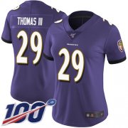 Wholesale Cheap Nike Ravens #29 Earl Thomas III Purple Team Color Women's Stitched NFL 100th Season Vapor Limited Jersey