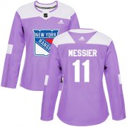 Wholesale Cheap Adidas Rangers #11 Mark Messier Purple Authentic Fights Cancer Women's Stitched NHL Jersey