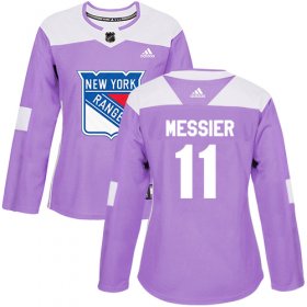 Wholesale Cheap Adidas Rangers #11 Mark Messier Purple Authentic Fights Cancer Women\'s Stitched NHL Jersey