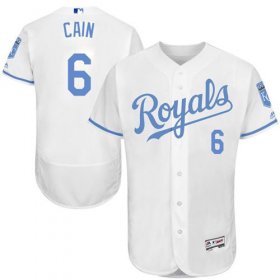 Wholesale Cheap Royals #6 Lorenzo Cain White Flexbase Authentic Collection Father\'s Day Stitched MLB Jersey