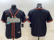 Wholesale Cheap Men's Miami Dolphins Blank Black With Patch Cool Base Stitched Baseball Jersey