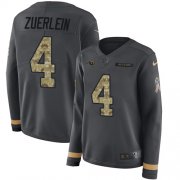 Wholesale Cheap Nike Rams #4 Greg Zuerlein Anthracite Salute to Service Women's Stitched NFL Limited Therma Long Sleeve Jersey