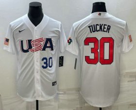 Cheap Mens USA Baseball #30 Kyle Tucker Number 2023 White World Baseball Classic Stitched Jersey