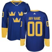 Wholesale Cheap Men's Adidas Team Sweden Personalized Authentic Blue Road 2016 World Cup NHL Jersey