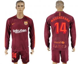 Wholesale Cheap Barcelona #14 Mascherano Sec Away Long Sleeves Soccer Club Jersey