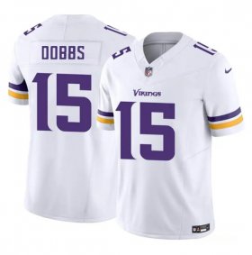 Men\'s Minnesota Vikings #15 Josh Dobbs White 2023 F.U.S.E. Vapor Untouchable Limited Stitched Jersey