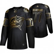 Wholesale Cheap Adidas Blue Jackets #77 Josh Anderson Men's 2019 Black Golden Edition Authentic Stitched NHL Jersey