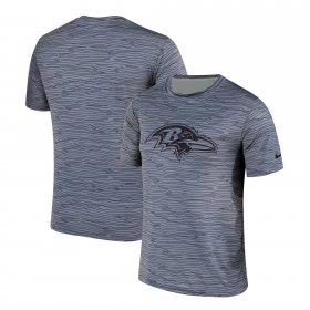 Wholesale Cheap Men\'s Baltimore Ravens Nike Gray Black Striped Logo Performance T-Shirt