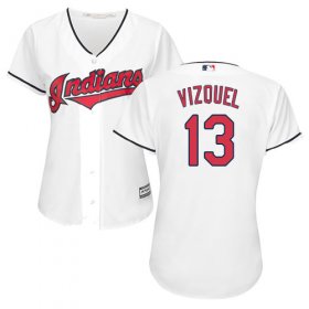 Wholesale Cheap Indians #13 Omar Vizquel White Home Women\'s Stitched MLB Jersey